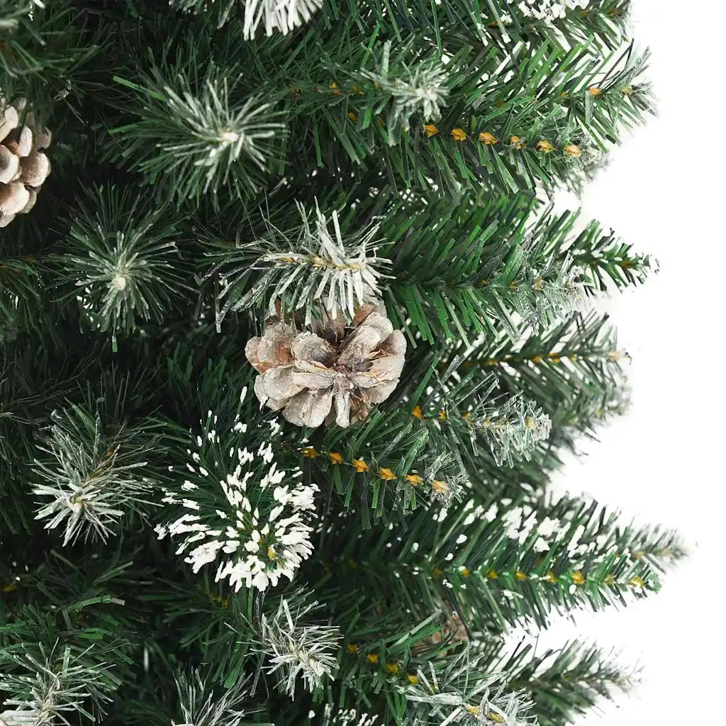 Albero di Natale | Decorazioni natalizie Artificiale Sottile Verde e Bianco 120 cm