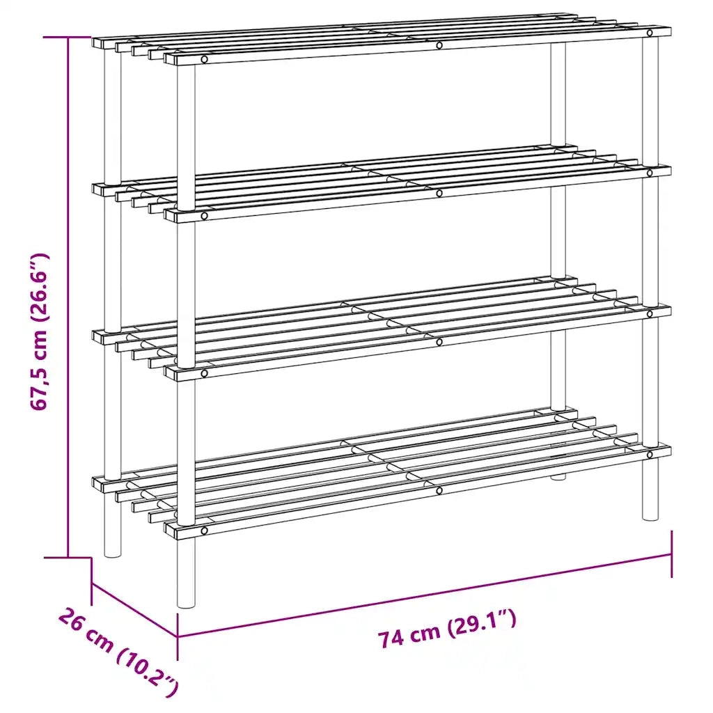 Scarpiere a 4 Livelli 2 pz-Set di 2 Scaffale per scarpe in Legno Massello di Abete