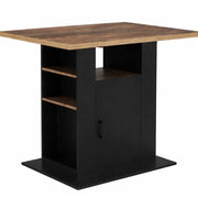 Isola Cucina 110 cm con Spazio di Deposito – Isola Centrale con Superficie di Lavoro – Lavello con Cassetto e Pannelli – Nero & Effetto Legno Scuro – 110 x 80 x 90 cm