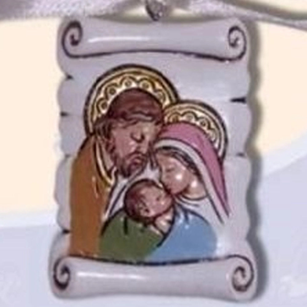 Trade Shop - Bomboniera Appendino Con Pergamena Sacra Famiglia X Battesimo Nascita Comunione -