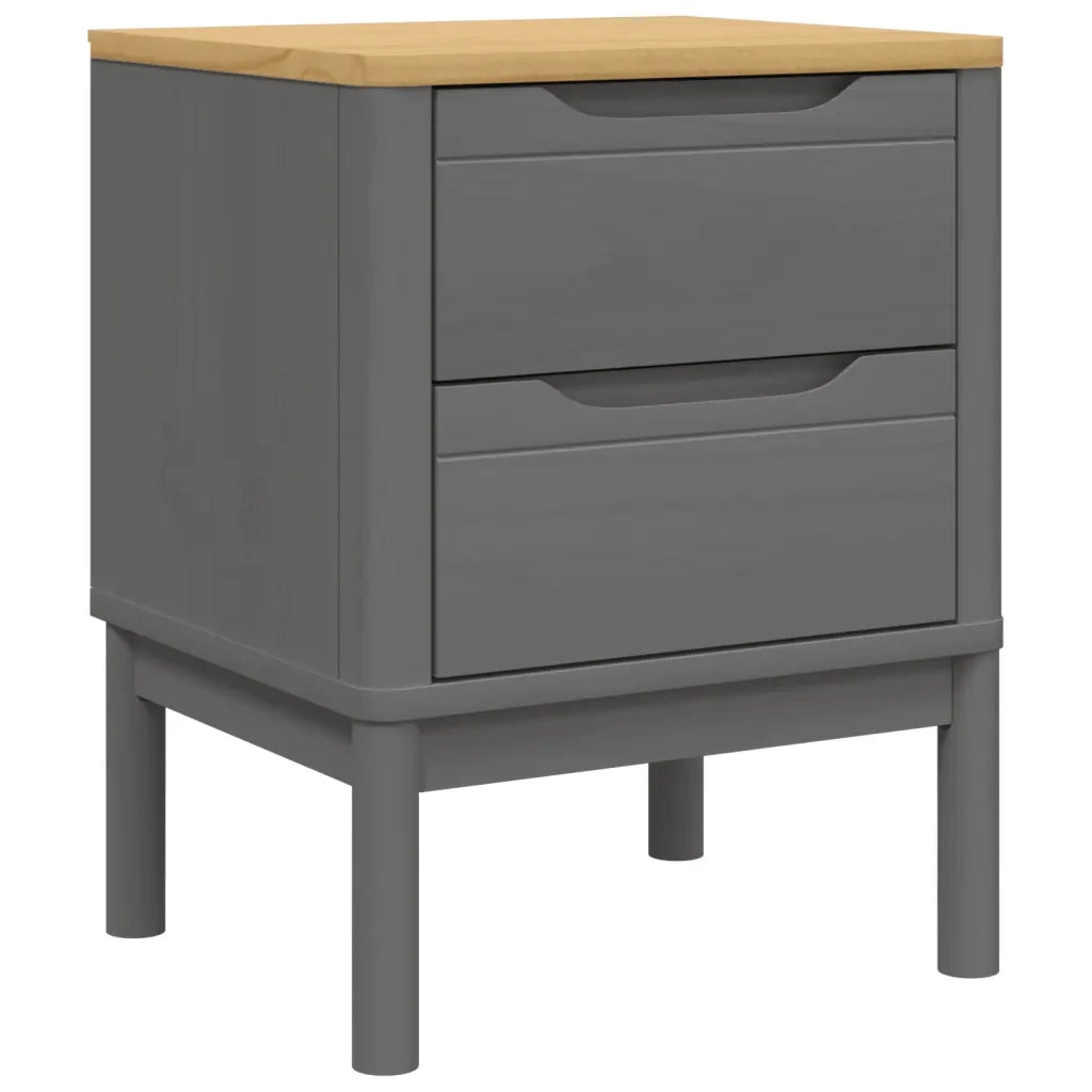 Comodino-Tavolino da notte FLORO Grigio 45x39x57 cm in Legno Massello di Pino