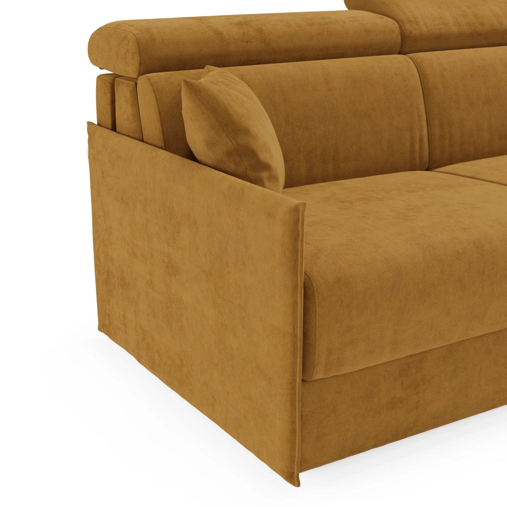 Miryam Divano letto con poggiatesta reclinabili e comfort maxi - design compatto in morbido tessuto smacchiabile T31 149 cm giallo ocra