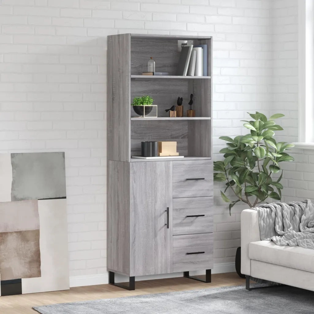 Credenza-Buffet-Armadio da cucina Grigio Sonoma 69,5x34x180 cm in Legno Multistrato 595165