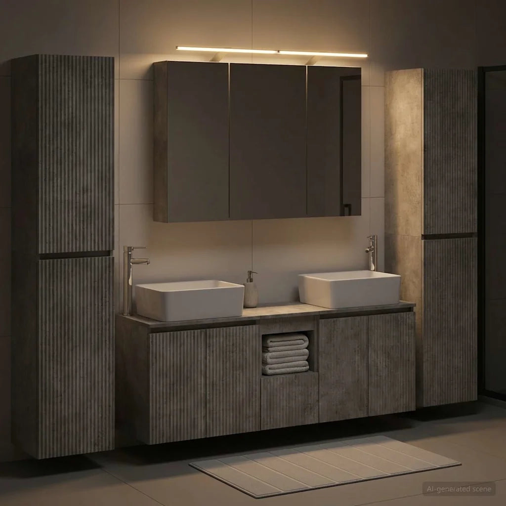 Set di mobili per il bagno 6 pcs Grigio Cemento 3407226