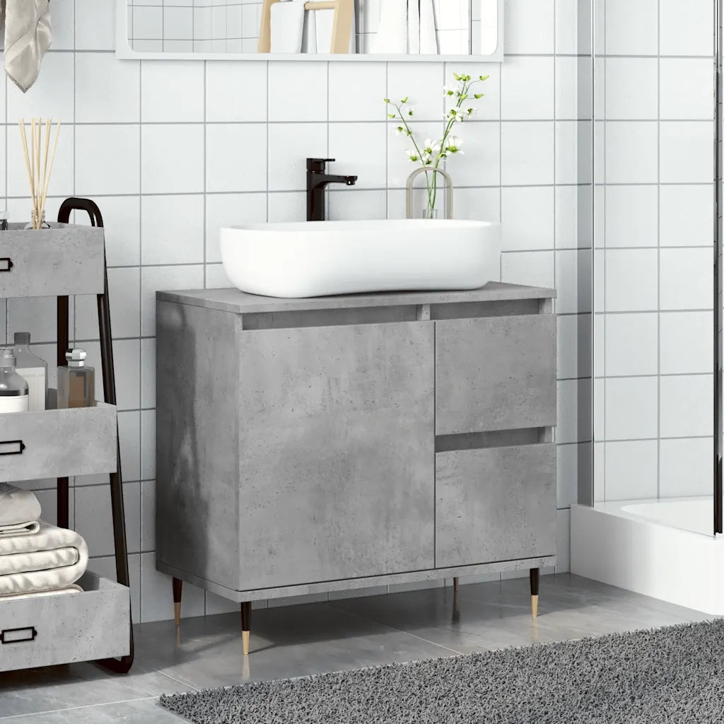 Armadietto da Bagno | Armadio da bagno Grigio Cemento 65x33x60cm in Truciolato