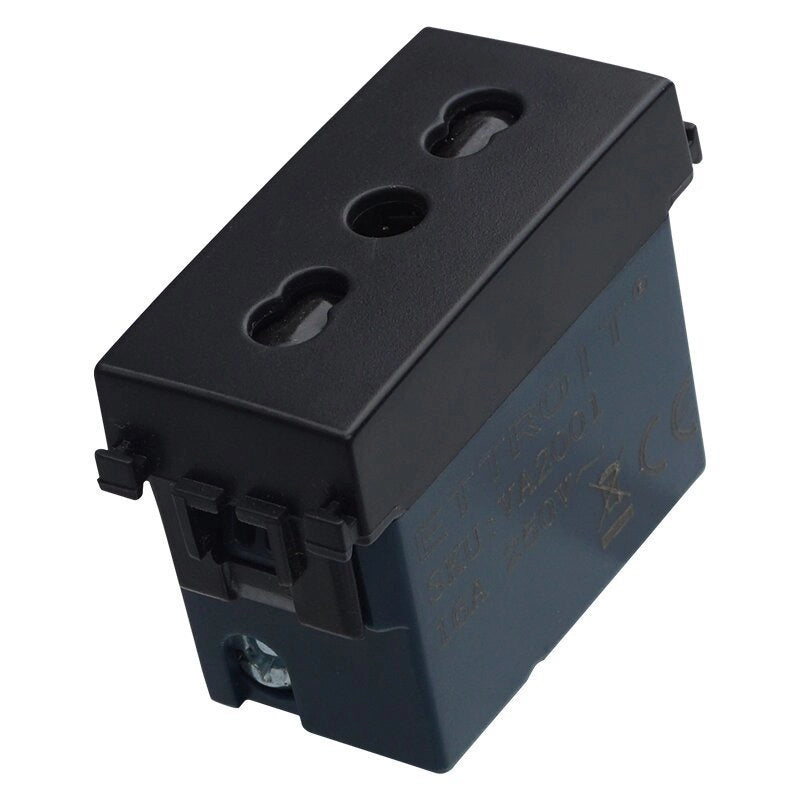 Presa Bipasso Bivalente 2P+T 10/16A Colore Nero Compatibile Con Vimar Arke