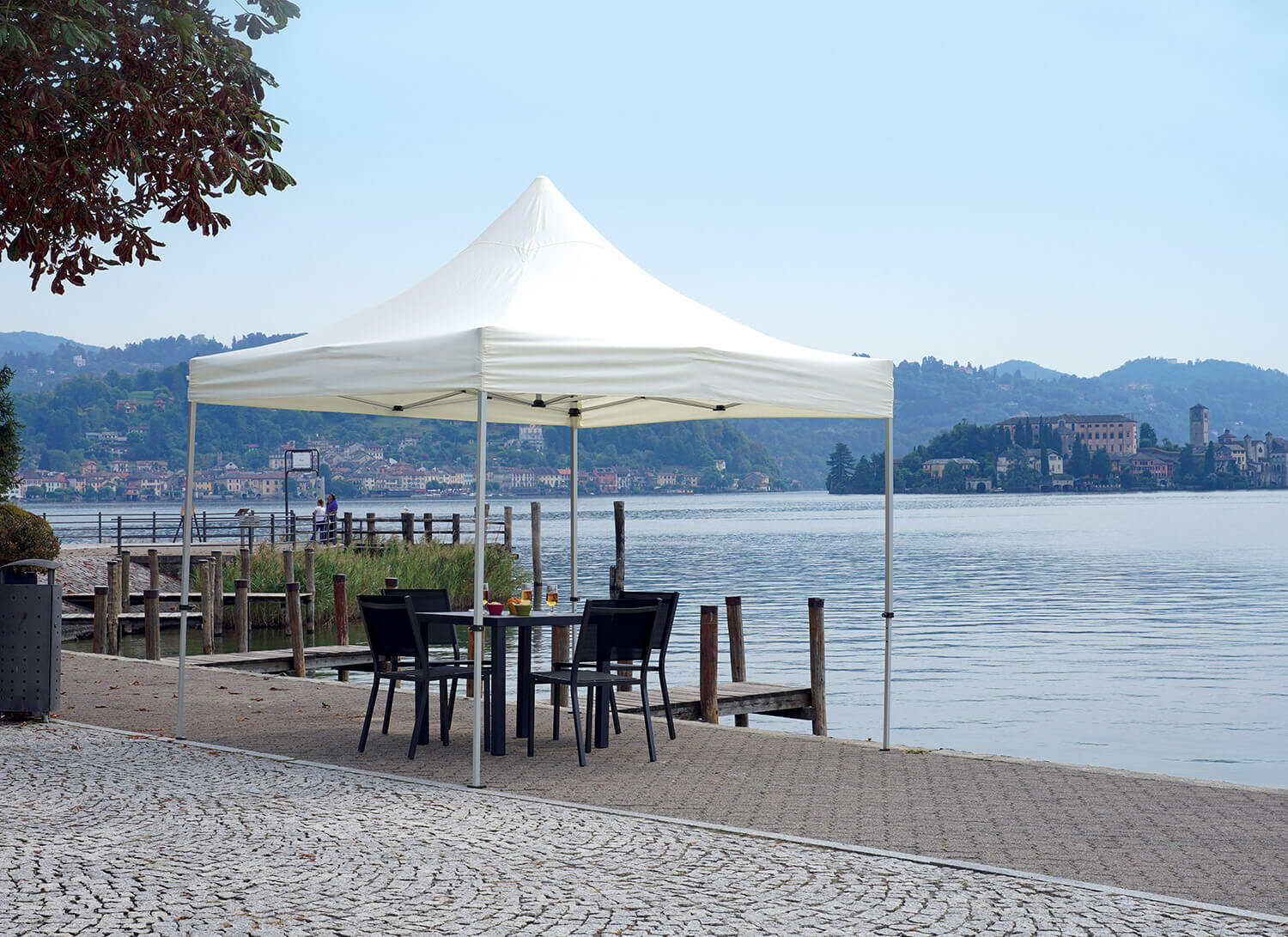 Gazebo da Giardino Pieghevole 3x3x3,25 m in Alluminio Tessuto Bianco