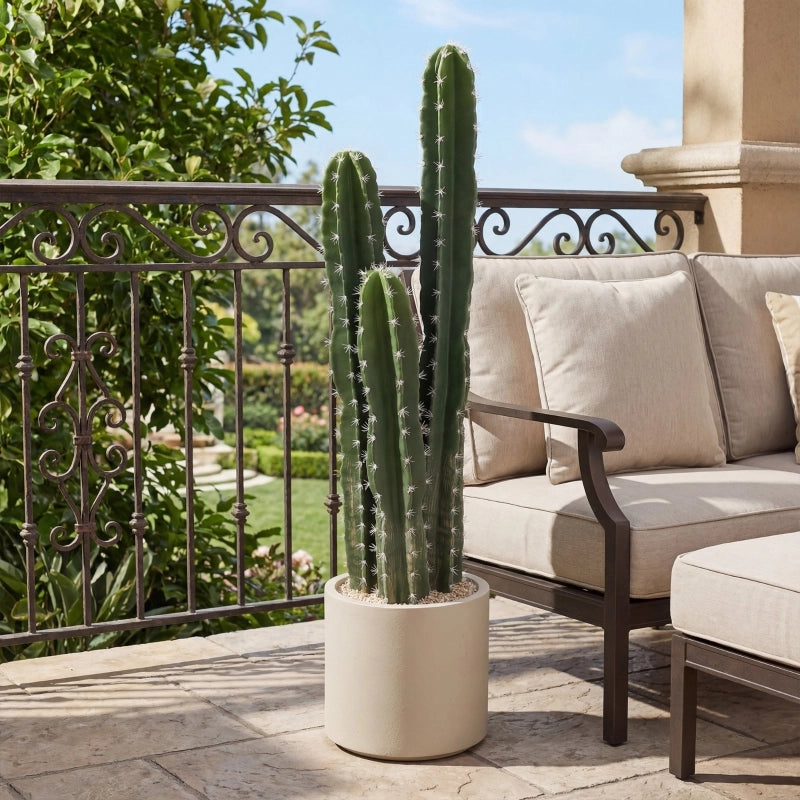 Pianta di cactus artificiale, grande, 95 cm, con vaso, sembra vera, per casa, ufficio, verde