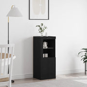 Credenza con luci LED Rovere Nero 41x37x100 cm