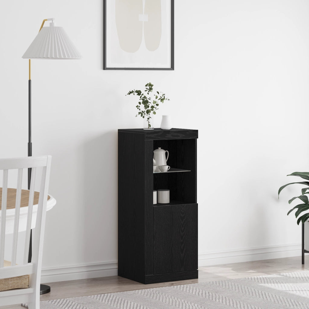 Credenza con luci LED Rovere Nero 41x37x100 cm