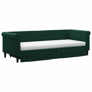 Divano Letto Estraibile Cassetti Verde Scuro 80x200cm Velluto 3197838