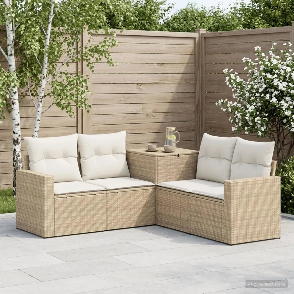 Set di divani 5 pz Beige e Bianco Crema 3447864