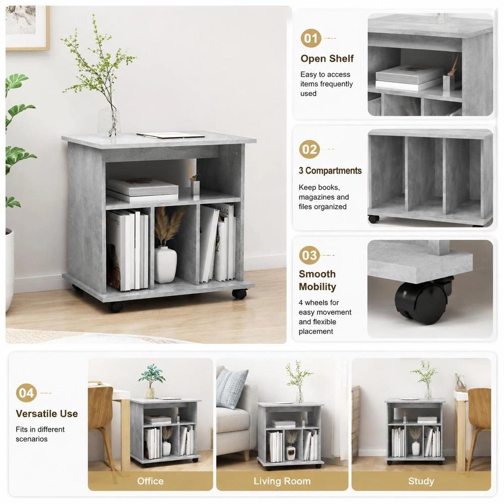 Rolling Cabinet, Concrete Grey, 60x45x60 Cm, Wood-based Material