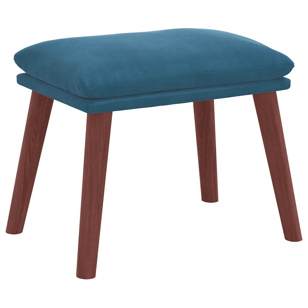 Poltrona Relax con Poggiapiedi Blu in Velluto 3315126