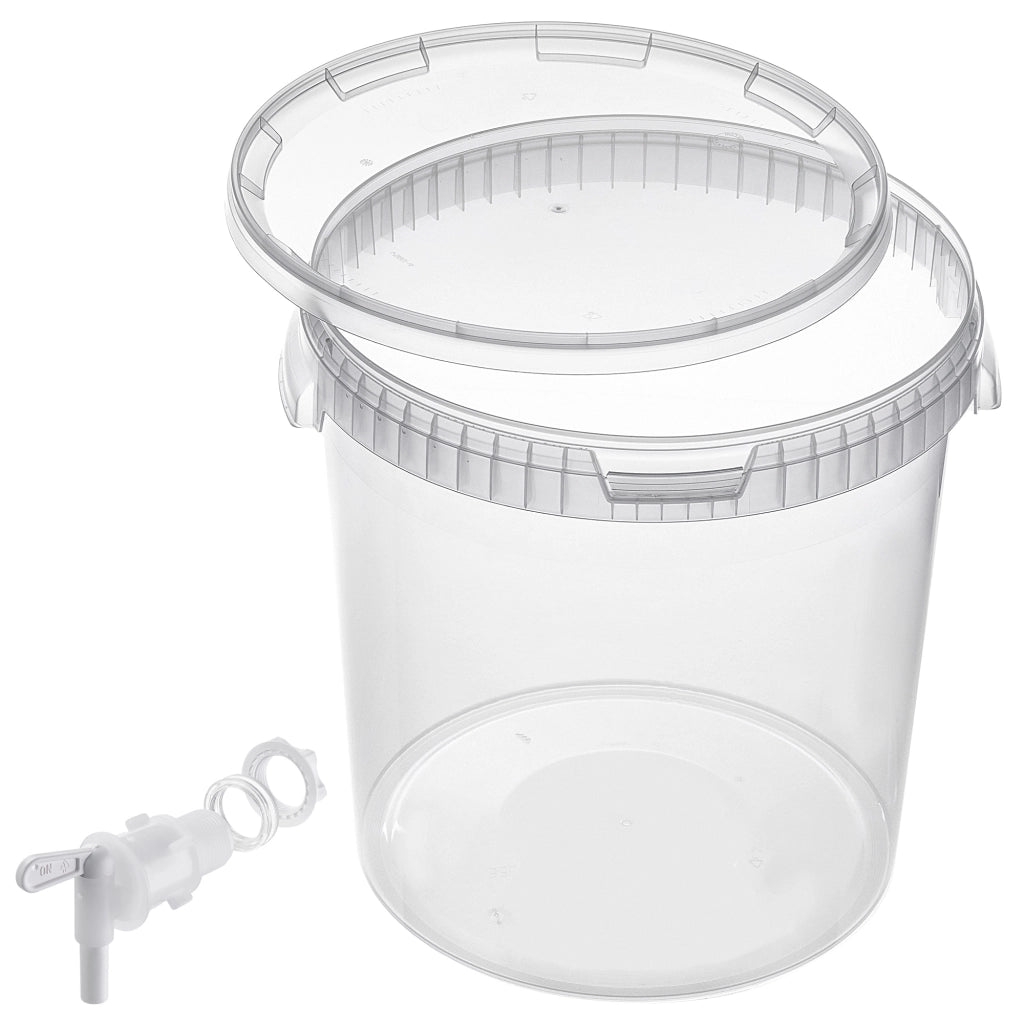 Contenitore di fermentazione KADAX da 33 litri, secchiello per vino, liquori e birra, con coperchio e rubinetto.