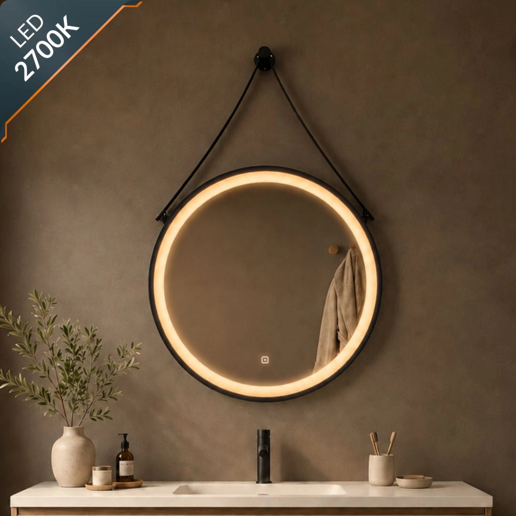 Specchio per ambienti bagni e zone benessere tondo retroilluminato led con interruttore touch *** misura Ø50, tonali...