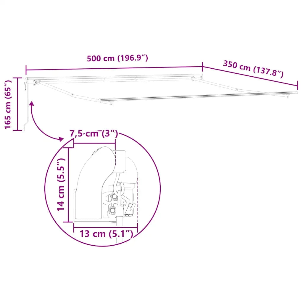 vidaXL Tenda da Sole Antracite 5 × 3,5 m Metallo