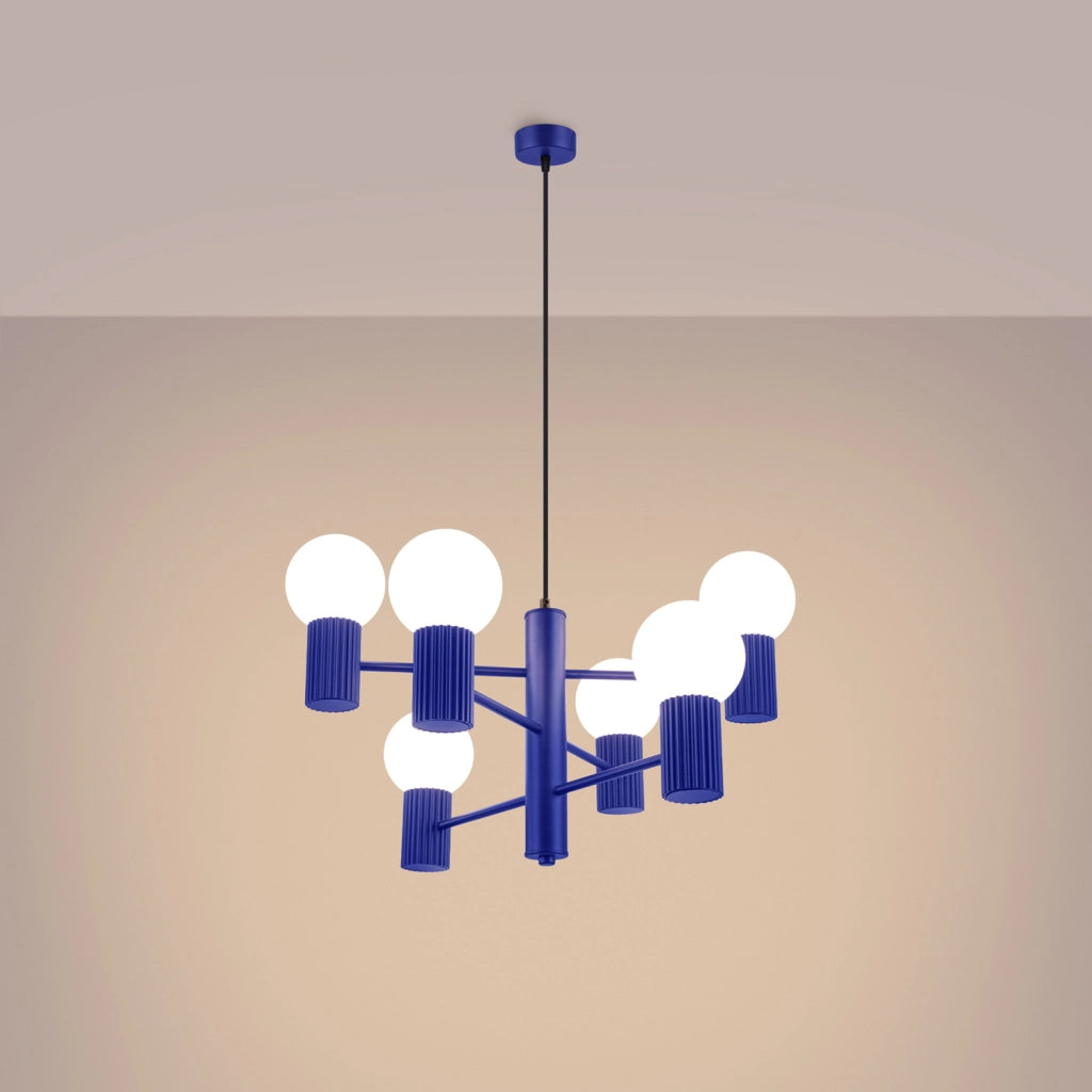 Lampadario moderno SFERA ultramarina 6 luci G9 sfere