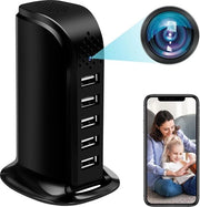 Camera nascosta con 5 porte USB - spia WiFi HD 1080P - 24/5 GHz - mini spia WLAN - rilevamento movimento e registrazione continua