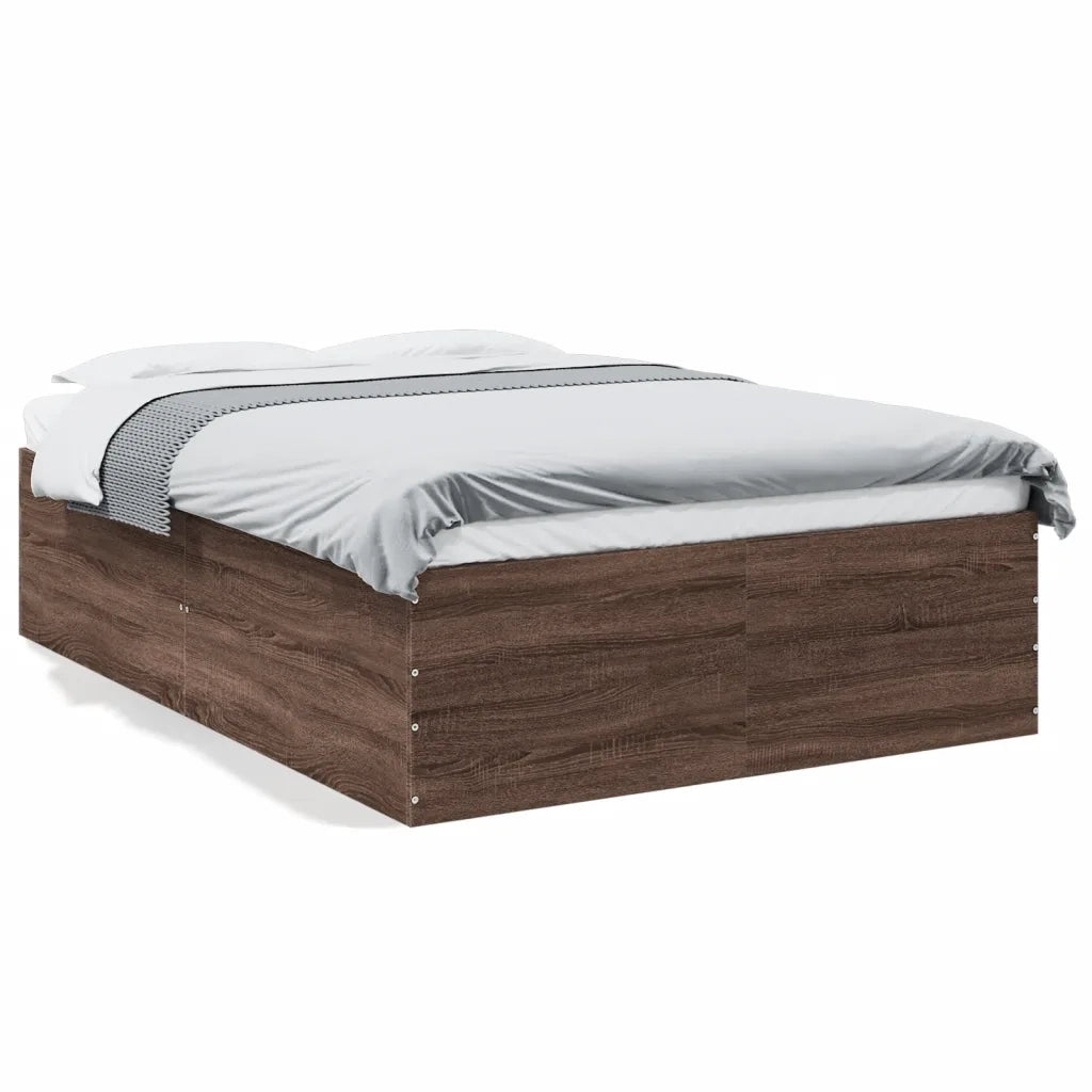 Letto matrimoniale | Letto per adulti | Giroletto Rovere Marrone 135x190 cm in Legno Multistrato