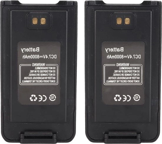 Batteria di Ricambio Bidirezionale Radiocompatibile per UV 9R Plus 7,4V 8000mAh - UV-9R Li-ion - Set da 2 - Durata di Vita Aumentata