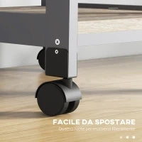 Carrello da Cucina con Cassetto, 2 Vassoi Estraibili e Ripiano Fisso, in Legno di Pino e MDF, 37x37x76 cm