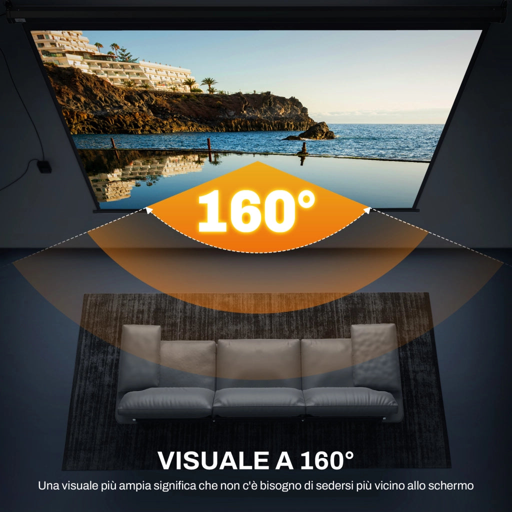 Schermo per Proiettore 120 Pollici Elettrico con Telecomando ¨C Xylo ¨C 244x183cm Formato 4:3 Nero