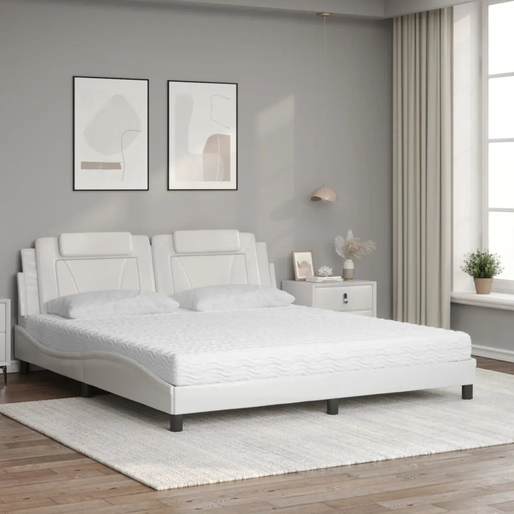 vidaXL Letto con Materasso Bianco 180x200 cm in Similpelle