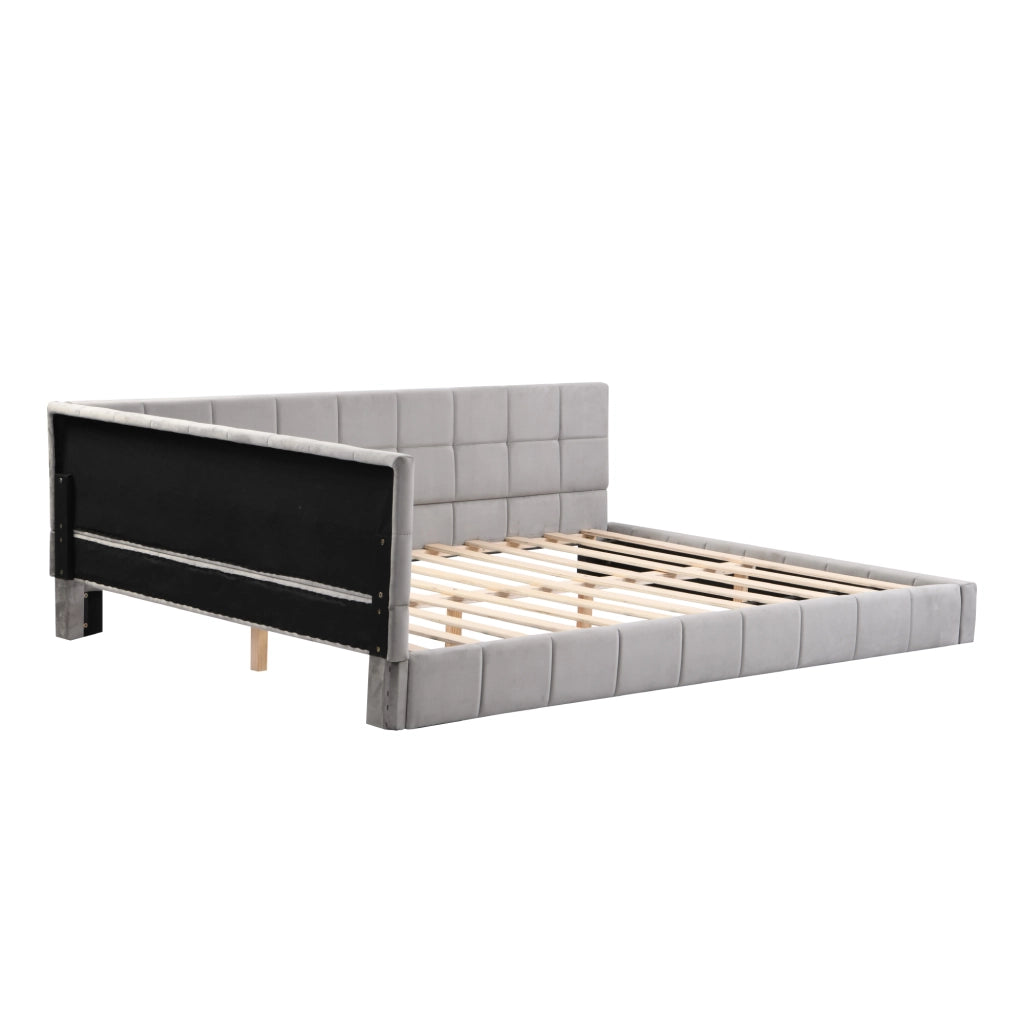 Letto poltrona multifunzione in velluto grigio 140x200 cm