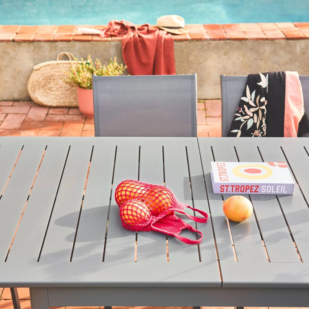 Set tavolo da giardino allungabile in alluminio con 8 sedie, antracite