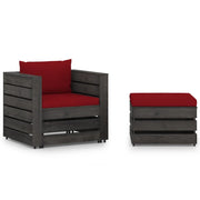 Set Divani da Giardino con Cuscini 2 pz Legno Impregnato Grigio cod mxl 43856