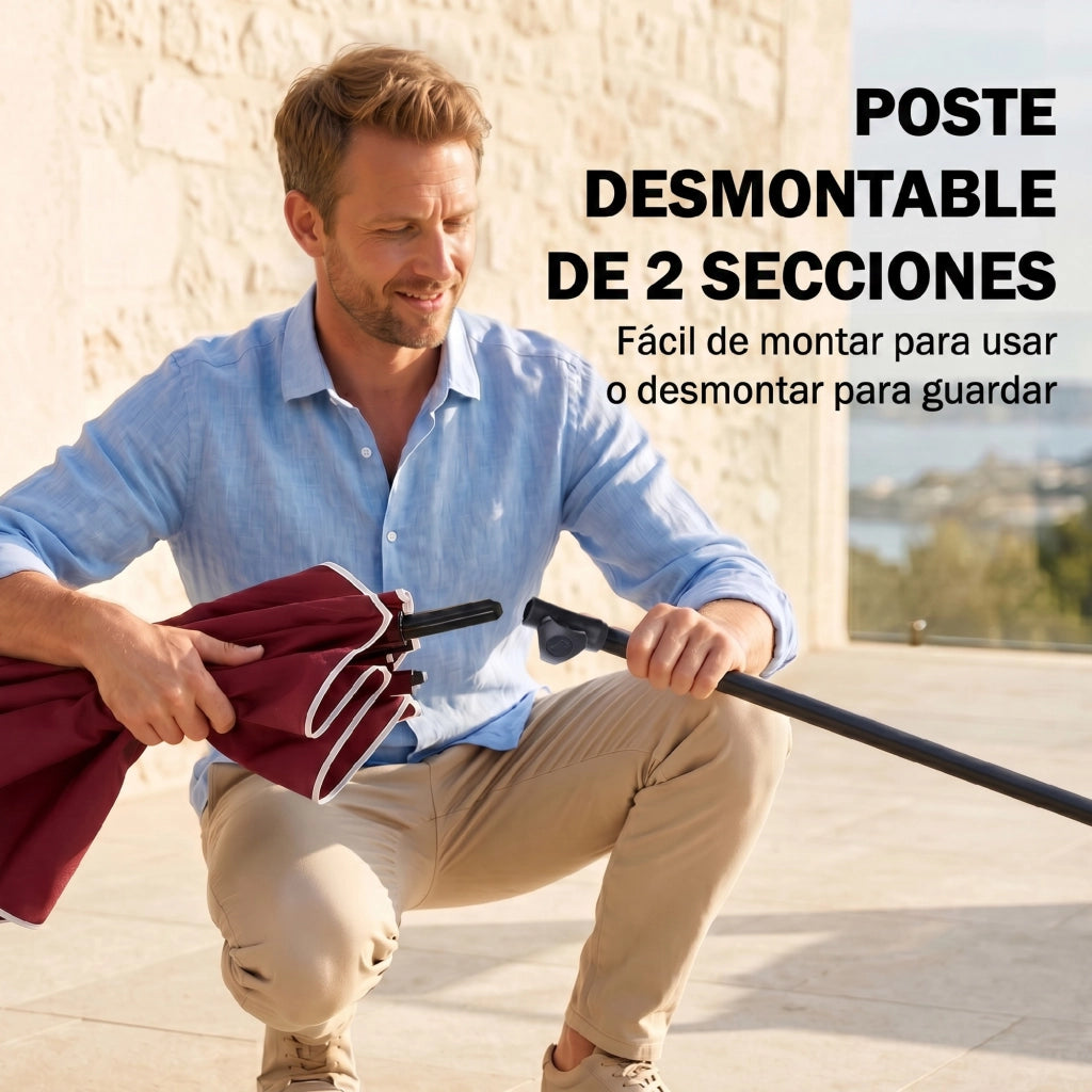 Ombrellone da giardino rettangolare ¨C zephmum ¨C inclinabile, rosso vino, alluminio, 200x130x250 cm