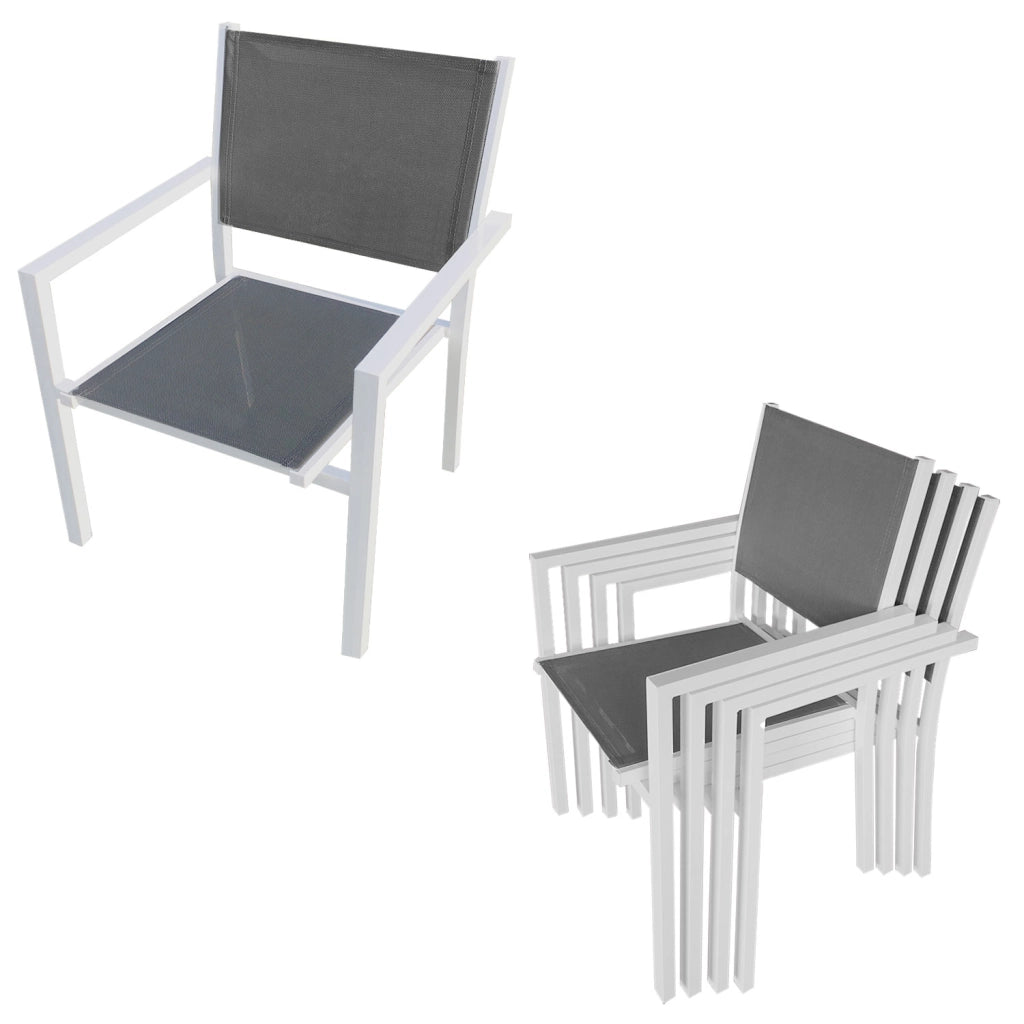 Set di mobili da giardino allungabili in textilene grigio FIRENZE 8 posti - alluminio bianco