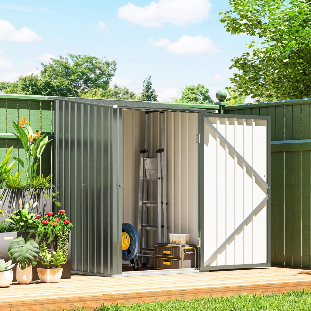 Casetta da Giardino Porta Attrezzi in Acciaio Galvanizzato con Porta a Battente, 100x104x160 cm, Argento