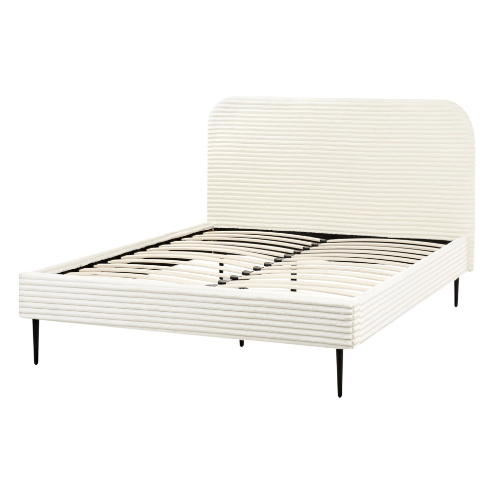 Letto bianco sporco velluto a coste testiera con rete a doghe 140 x 200 cm design minimalista
