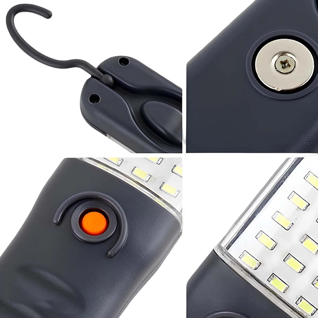 Lampada da lavoro LED 5W 3600mAh ricaricabile con gancio girevole a 360° Nero Avizar