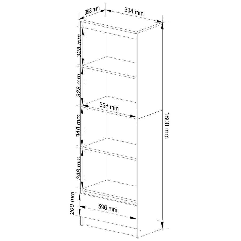 Libreria AKORD R60 Sonoma Quercia 60 cm 1 cassetto 60x35x180 cm