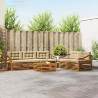 Set di divani da esterno con cuscino 6 pcs Naturale e Beige 3373038