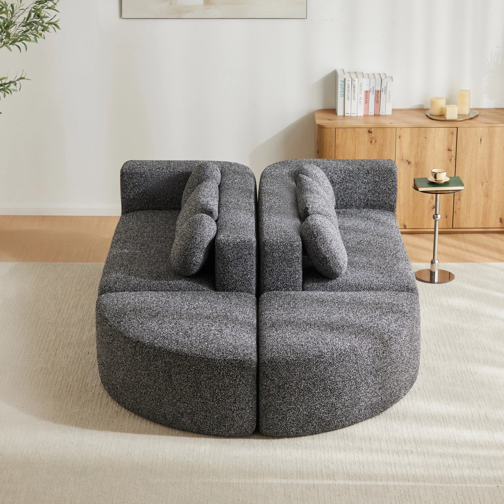 Divano letto modulare - con funzione letto e struttura componibile - in chenille - nero