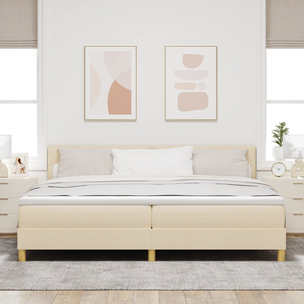 Letto Box Spring con Materasso Panna 200x200 cm Tessuto