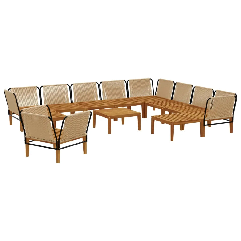 12 pcs Legno massiccio di acacia e corda Naturale 3407782