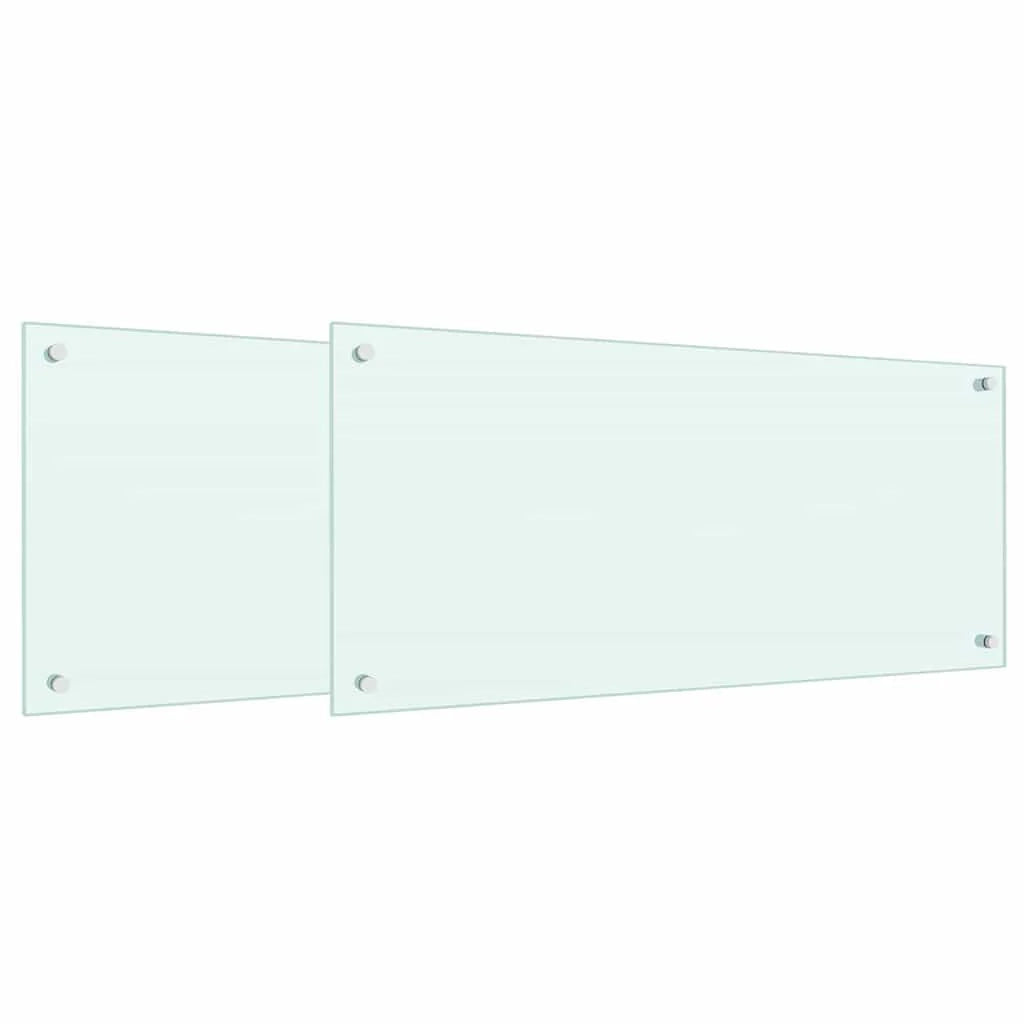 Set di 2 paraschizzi moderni per cucina 90 x 40 cm resistenti al calore eleganti in vetro temperato bianco 02_0056217