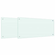 Set di 2 paraschizzi moderni per cucina 90 x 40 cm resistenti al calore eleganti in vetro temperato bianco 02_0056217