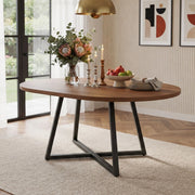Tavolo da pranzo allungabile, 100/140 x 100 cm, adatto per 4-6 persone, design curvo, colore noce