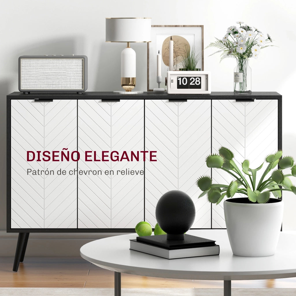 Credenza 4 ante ¨C Xylo ¨C Legno bianco e nero 120x35x77 cm