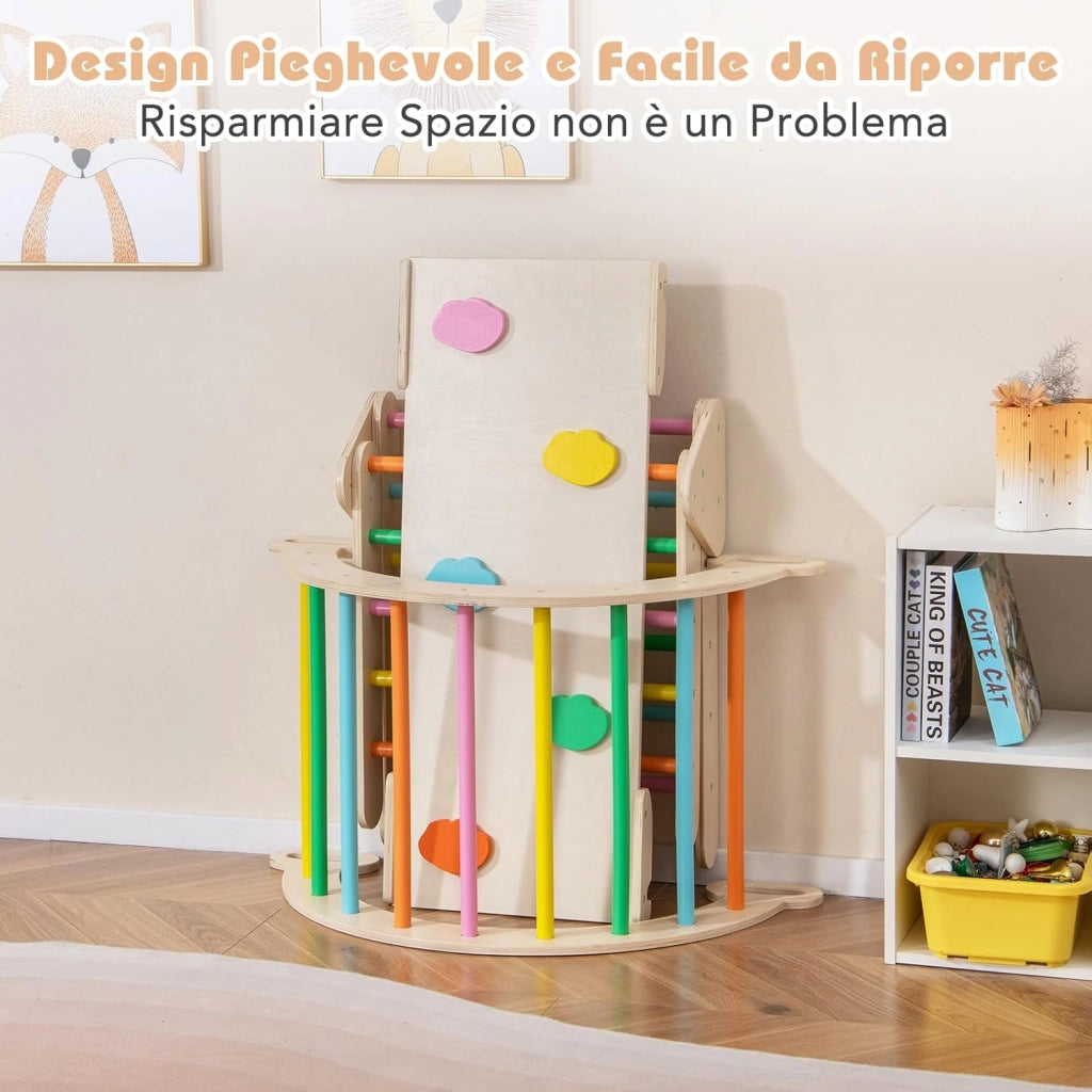 4 in 1 Set da Arrampicata per Bambini, Giocattoli da Arrampicata a Triangolo con Triangolo Arco e Salita, Ideale per Bambini 1 Anni + (Colorato)