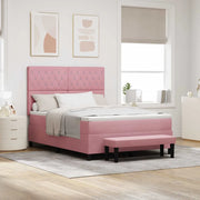 Letto a molle con testiera Rosa 200 x 160 cm Velluto 3344461