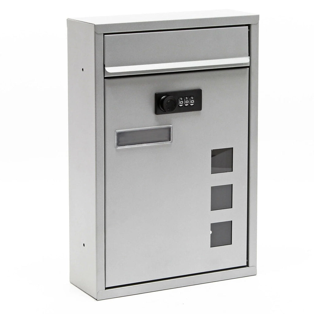 Cassetta postale da parete dal design moderno con serratura a combinazione acciaio zincato argento 16_0000065