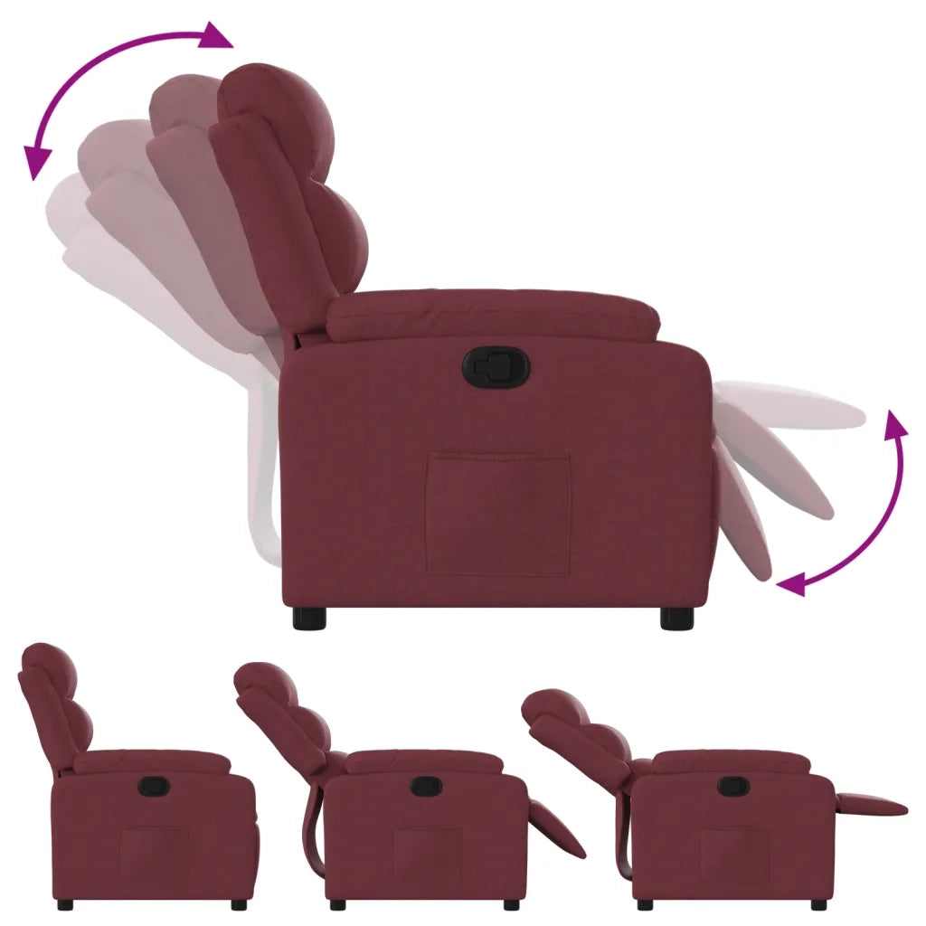Poltrona Reclinabile in Tessuto Rosso Vino 373465