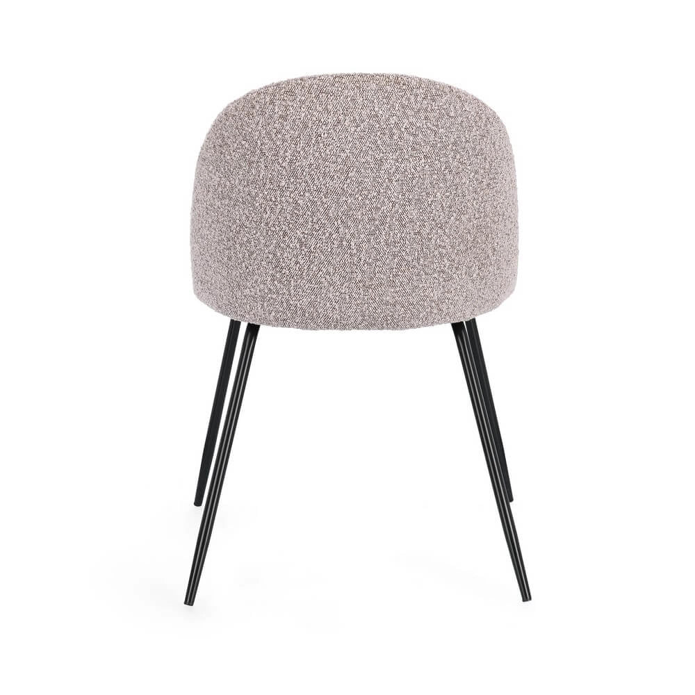 Set di 4 Sedie Imbottite in Tessuto Bouclé con Gambe in Acciaio Nero - GABRI